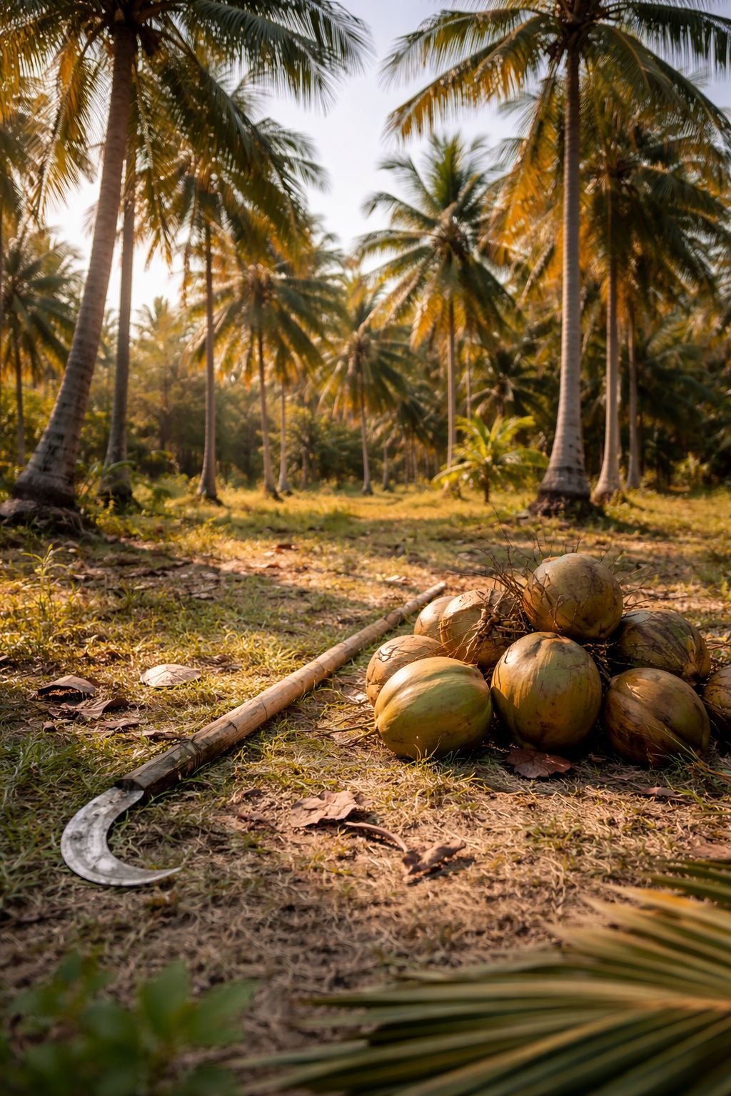 Coconut grove and harvest detail
